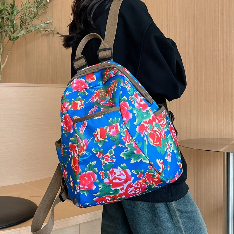 2025 Fashion Trend Backpack with Northeast China Big Flower Pattern Leisure Commuter Bag Ethnic Style Сумка Женская  가방