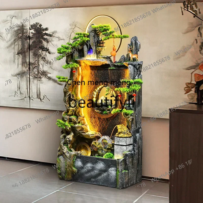 

SS S7486 Living room entrance,flowing water partition, water curtain wall ornament, circulating water, rockery fountain floor la