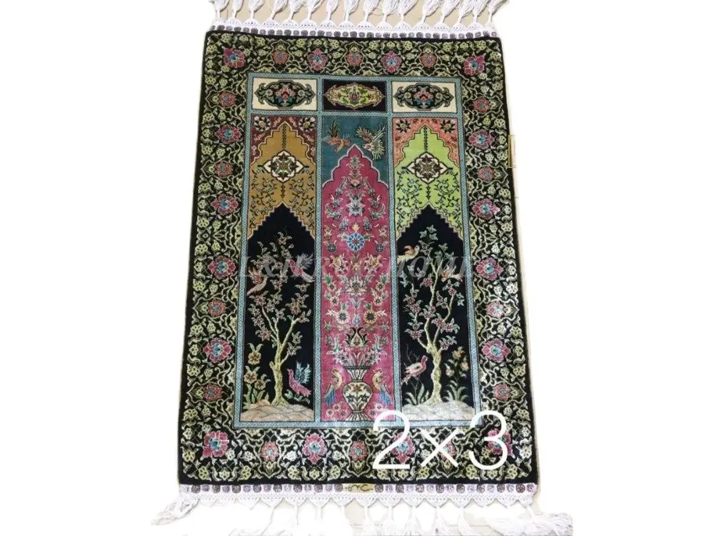 

Free shipping 2'X3' 230 Line Handmade Silk Oriental Persian Rug hand Knotted silk carpet for home decoration