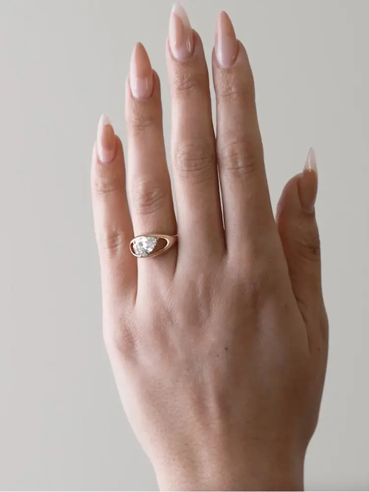 خاتم من الفضة الإسترليني عيار 925 على شكل قطرة ماء مجوفة من الزركون للنساء للخطوبة والزفاف والذكرى السنوية مجوهرات راقية عالية الجودة #5