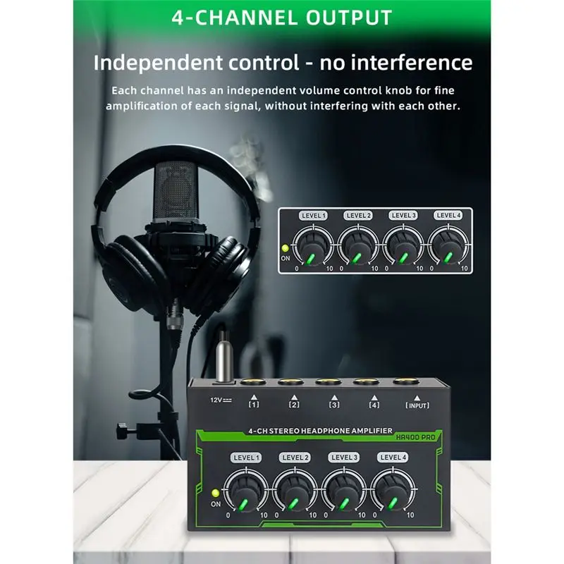 [B24B!】 Headphone Amplifier 4 Channel Stereo Audio Amplifier Mini Headphone Splitter For Live And Recording Studio