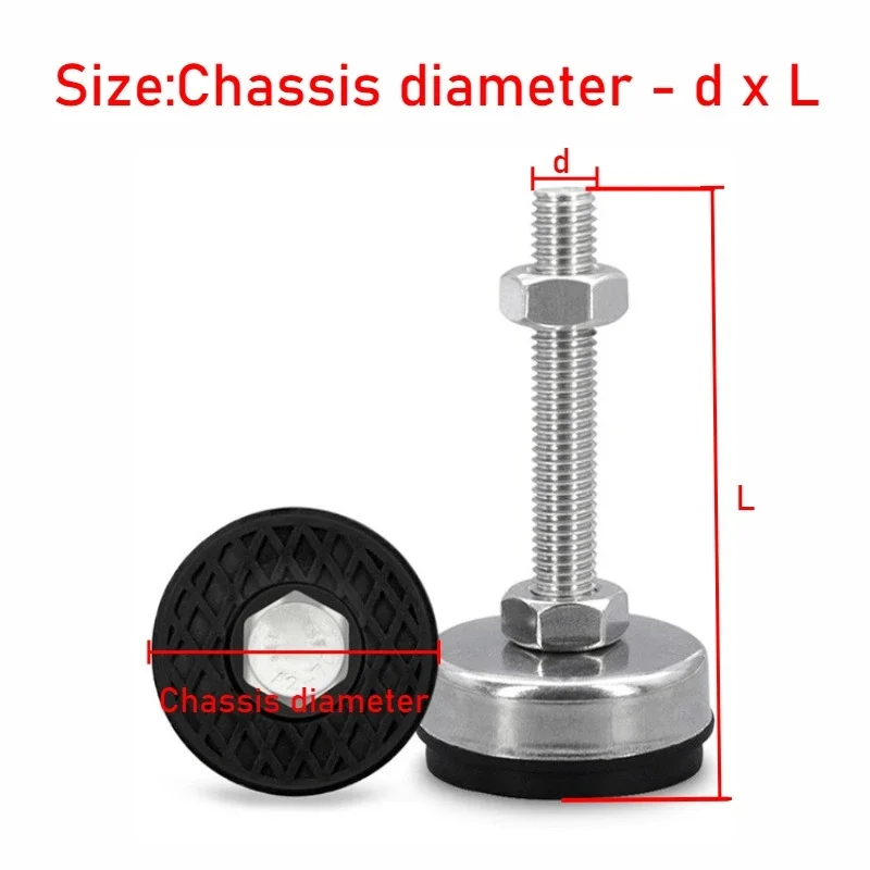 304 Stianless Steel Adjustable Lathe Leg Thread Type Levelling Feet Swivel Base Articulating Leveling Legs Furniture Glide Pad