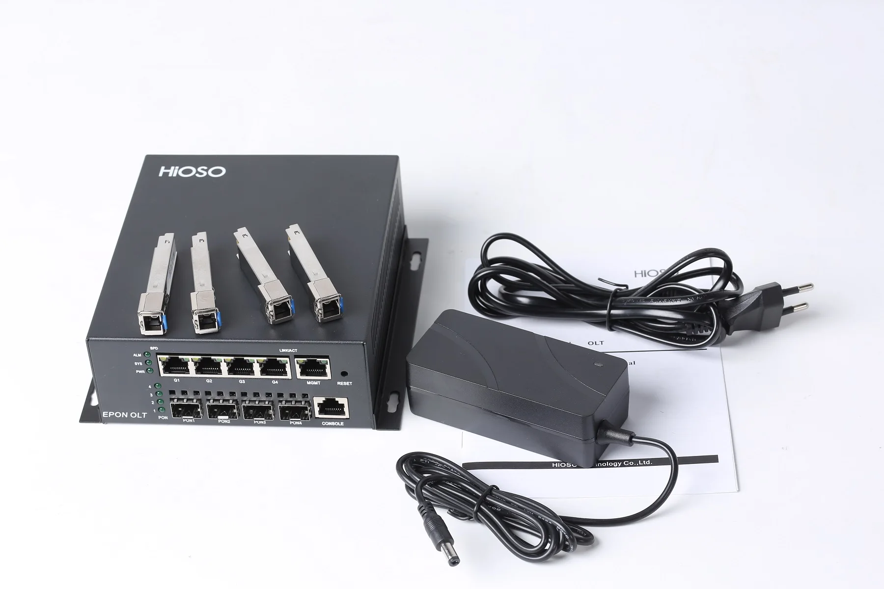 Imagem -04 - Hioso Mini 4pon Epon Olt 4port Dc12v Web Snmp Cli 256 Usuários Compatíveis com Huwei Zte