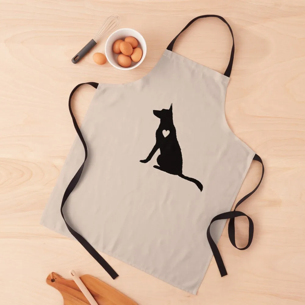 German Shepherd Silhouette Heart Apron women's household apron household gadgets halloween apron