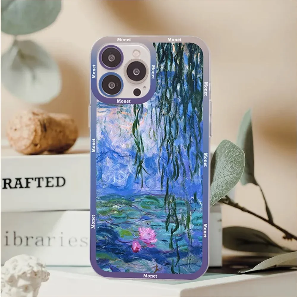 Claude Monet Impressionist Art Phone Case For iPhone 14 13 12 11 Pro Max Mini X Xs XR 6 7 8 Plus SE 2020 Transparent Case