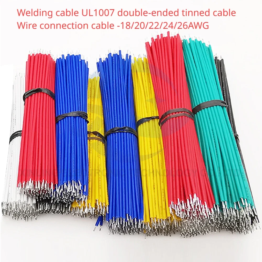 50 szt. 26/24/22/20/18AWG #   Kabel do spawania z przewodem UL1007, kabel do łączenia przewodów, dwugłowicowy przewód cynowany, kabel do spawania płytek PCB.