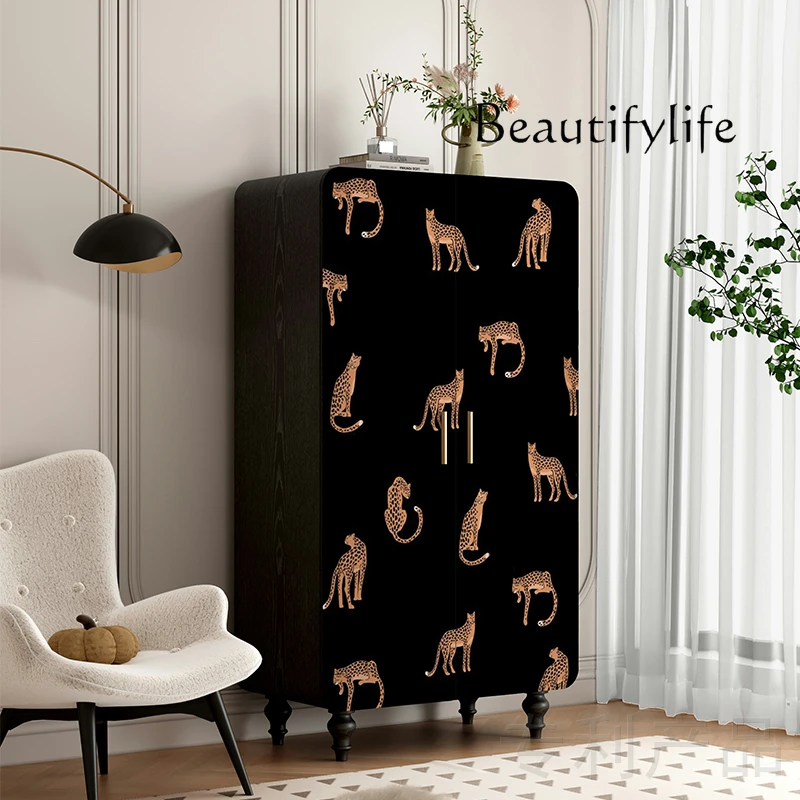 

yj5 French retro solid wood wardrobe household cabinet double door bedroom storage wardrobe