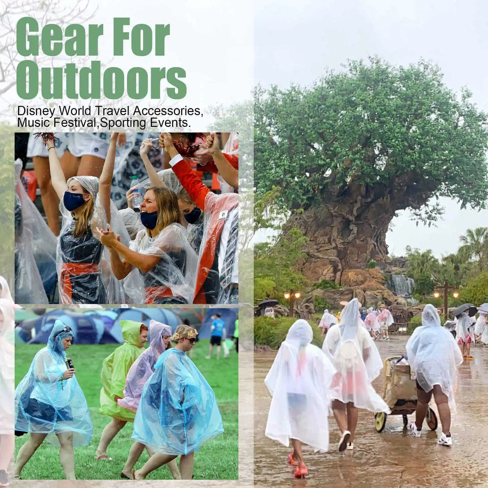 (ˉ﹃ˉ) Ponchos Family Pack,Rain Poncho for Adults Kids Disposable or Reusable Ponch Rain Ponchos with Drawstring Hood 5 Pack