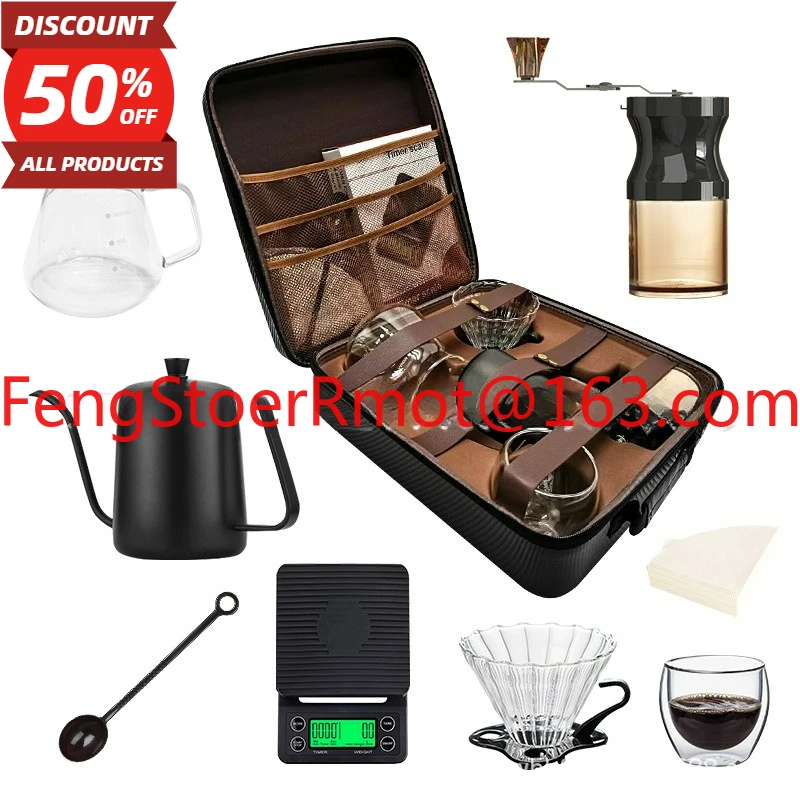 Travel Portable Storage Hand Brewing Coffee Set Hand Grinding Coffee Maker Coffee Hand Brewing Maker Bean Grinder Combination