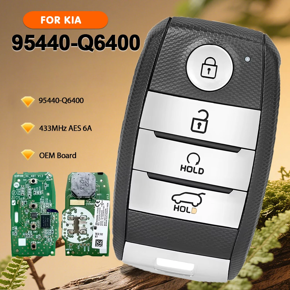 

KEYECU для KIA Seltos 2021-2022, оригинальный смарт-ключ-пульт 95440-Q6400, 4 кнопки, 433 МГц, чип AES 6A