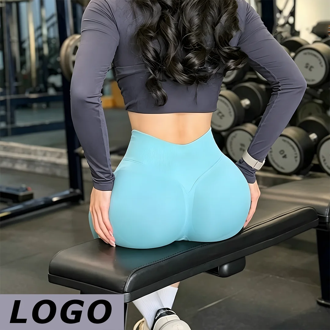 Pantalones cortos de yoga de cintura alta para mujer LOGO DF, con efecto push-up, a prueba de sentadillas, control de abdomen, para entrenamiento, gimnasio, correr, fitness y actividades atléticas.