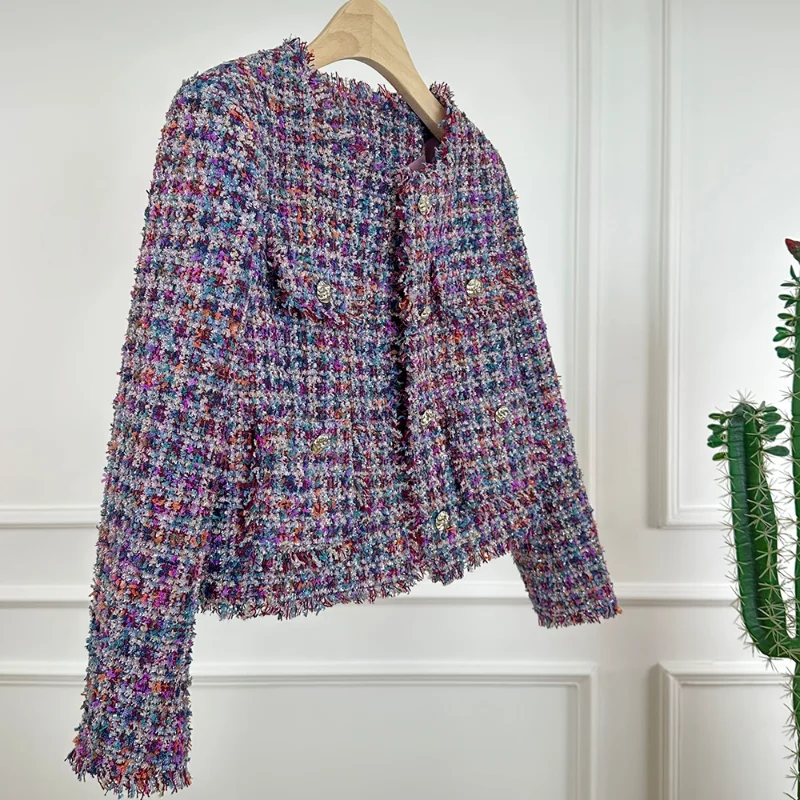 Fragrance Round Neck Tassel Casual Short Jacket Women Fashion French Vintage Tweed High-quality Autumn Winter lady Jacket