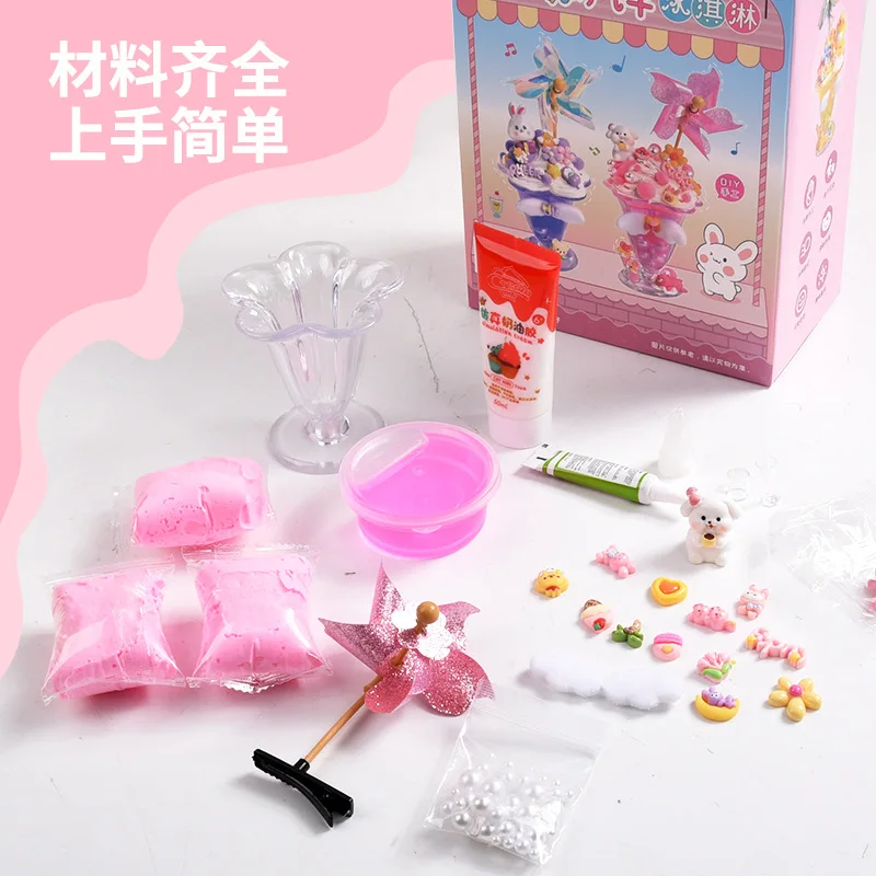 Nuevo Kit de Helado de Molino de Viento Feliz para Hacerlo Tú Mismo - Juego de Manualidades para Niños con Vasos para Pastel, Postre Dulce y Accesorios de Crema Adhesiva