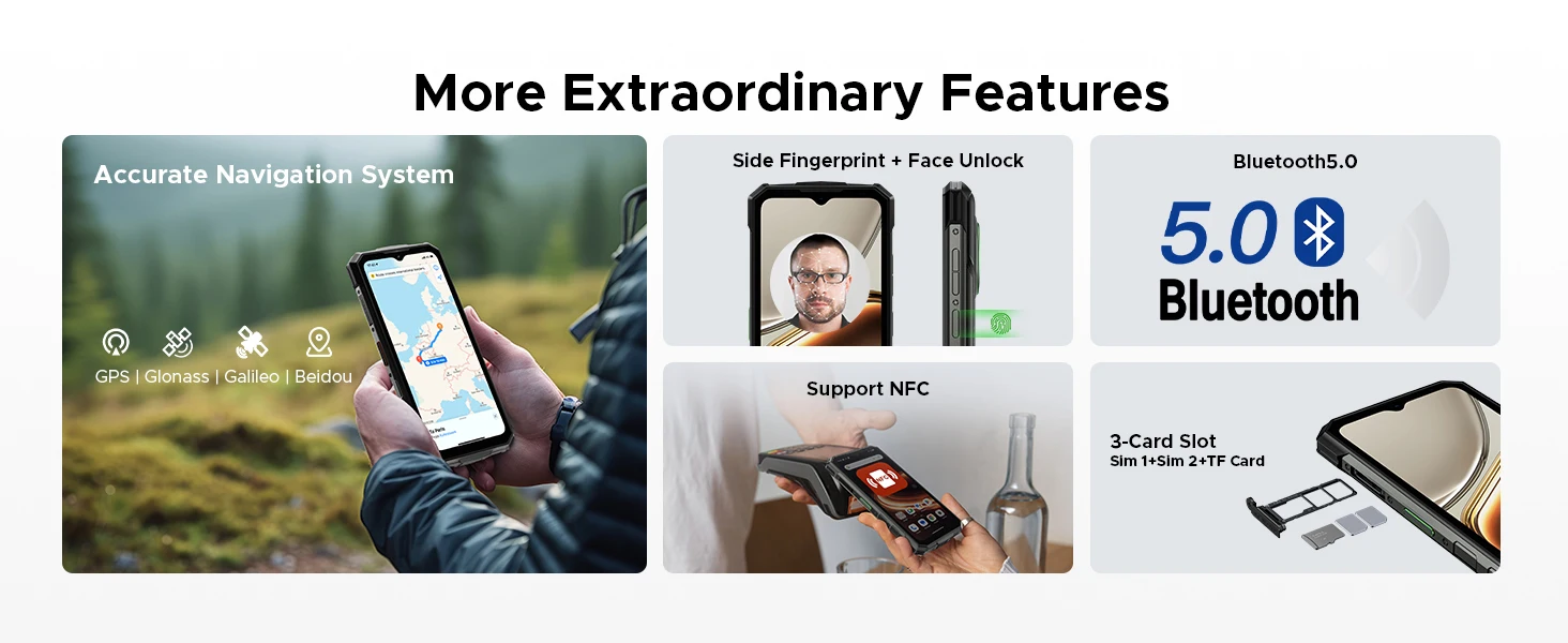 DOOGEE Fire 5 Pro Rugged Phone 24GB+128GB 6.6" HD+ Display 13000mAh Battery Helio G81 13MP+8MP NFC Android 16 Smartphone