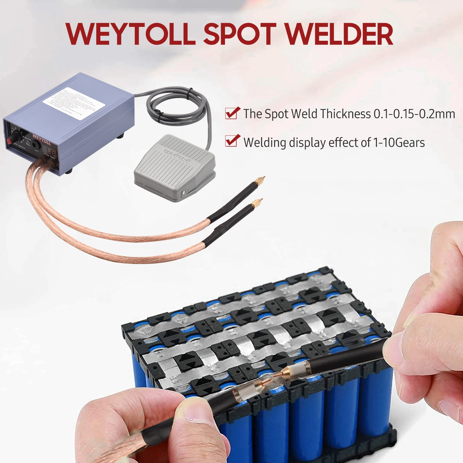 Spot Welder 5000W High Power Handheld Spot Welding Machine Portable 0-800A Current Adjustable Welders for 18650 Battery EU Plug