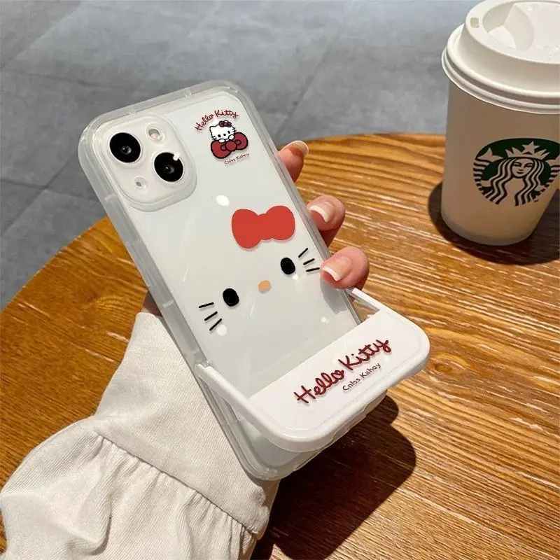 

Cartoon Hello Kitty Mobile Phone Case for IPhone16 Promax Pro Protective Cover 15/14 Invisible Stand 13/12 Transparent Girl Gift