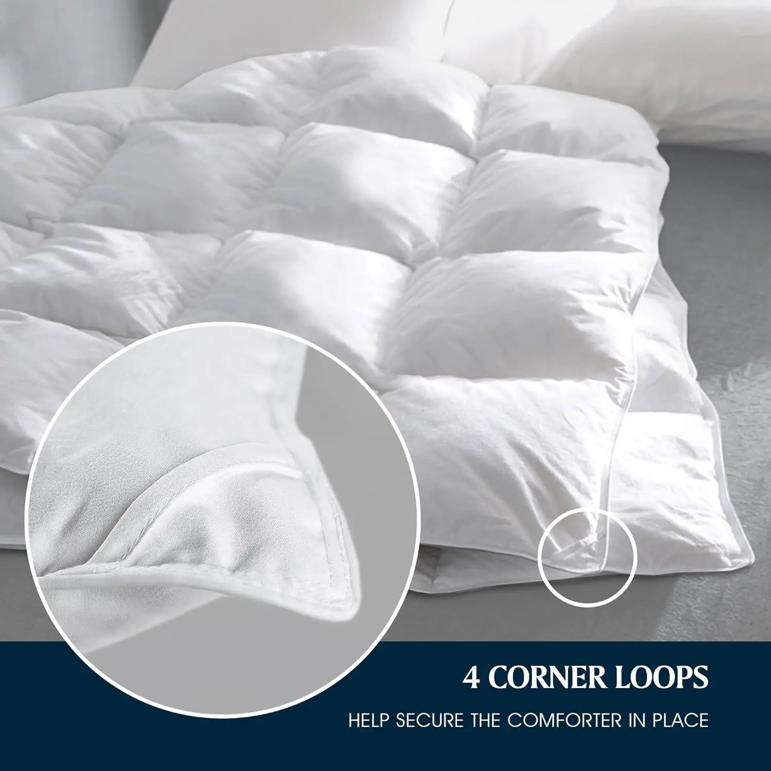 Goose Feather Down Fiber Cotton Comforter Queen Size - 100% Cotton Down Duvet Insert - Hotel Luxury Hypoallergenic Bedding