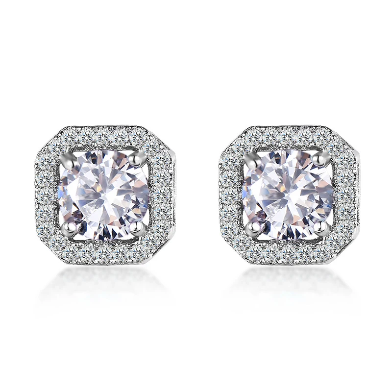 Huitan Klassische Zirkonia Ohrstecker für Frauen Kristall/Mehrfarbig Temperament Elegante Dame Ohrringe Hochzeit Schmuck