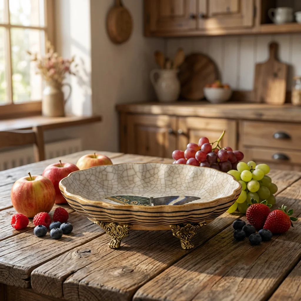 &c Handmade French Rococo Winged Cherub Ceramic Fruit Bowl Disposable Porcelain Fruit Bowl with Elegant Design