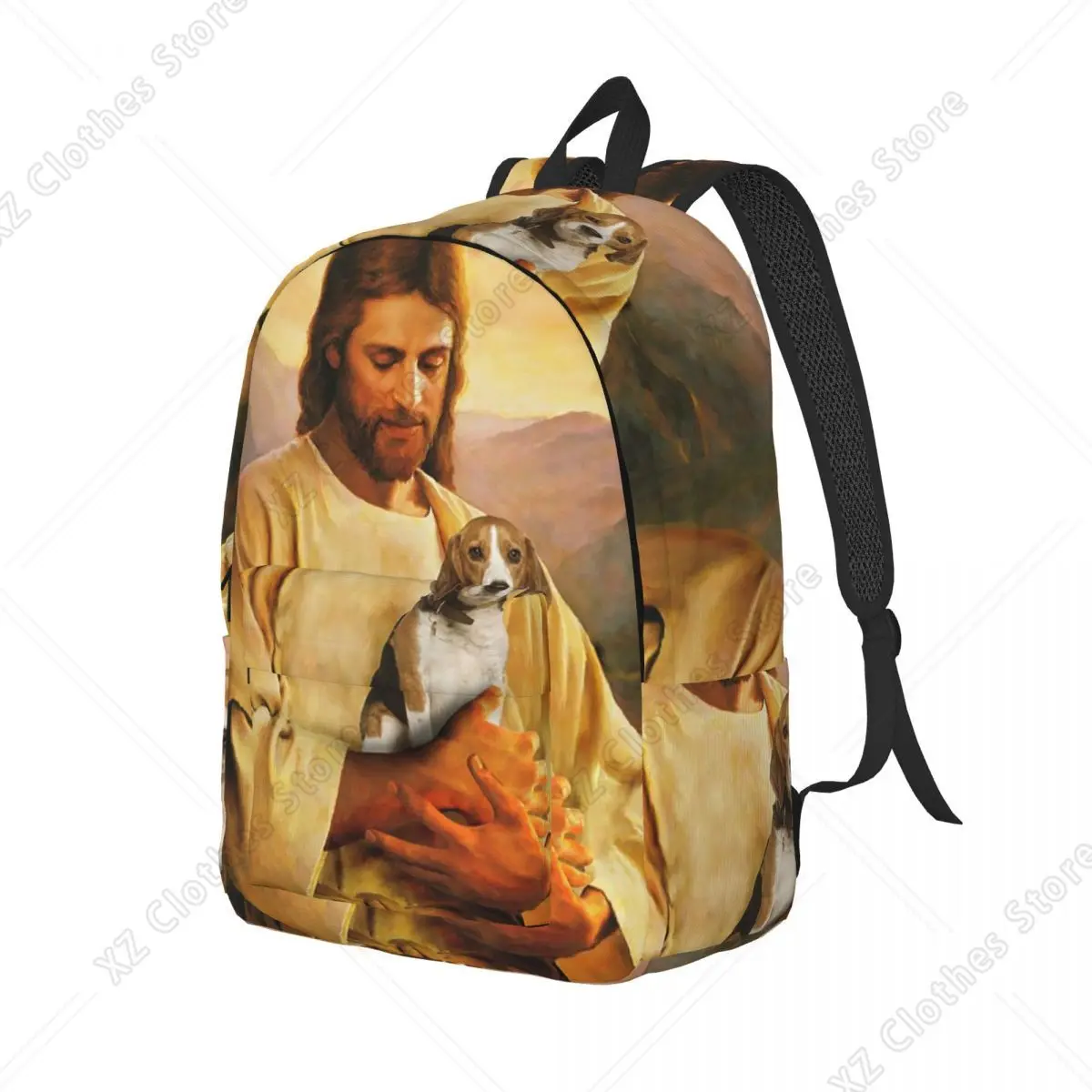 Funny Beagle Dog And Jesus Lover Student Backpack School Bag Hiking Travel Daypack for Boys Girls Bookbag Shoulder Bags