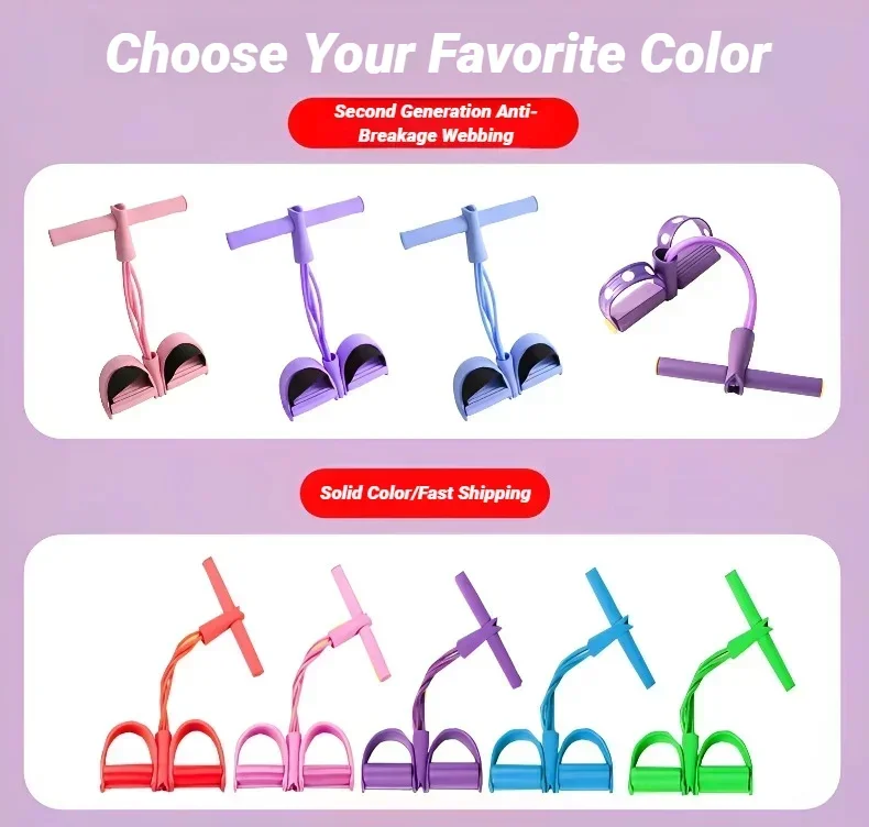 Pedal-Widerstandsband mit 6 Schlaufen, elastisches Spannungsseil, Sit-up-Zugband für Körperstraffung, Heimfitness, Yoga, Stretching, Fitnessgeräte – Detail 16