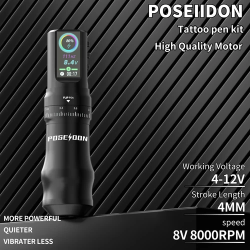 Imagen 2 del producto 2 máquina de tatuaje POSEIDON, pluma de tatuaje inalámbrica, gran oferta, pistola de tatuaje profesional con potente Motor personalizado para tatuador