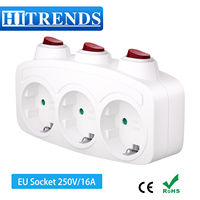 Multi Plug EU Socket Adapter With ON/OFF Individual Switch 250V European Standard Multiple Electric Sockets AC Power Converter