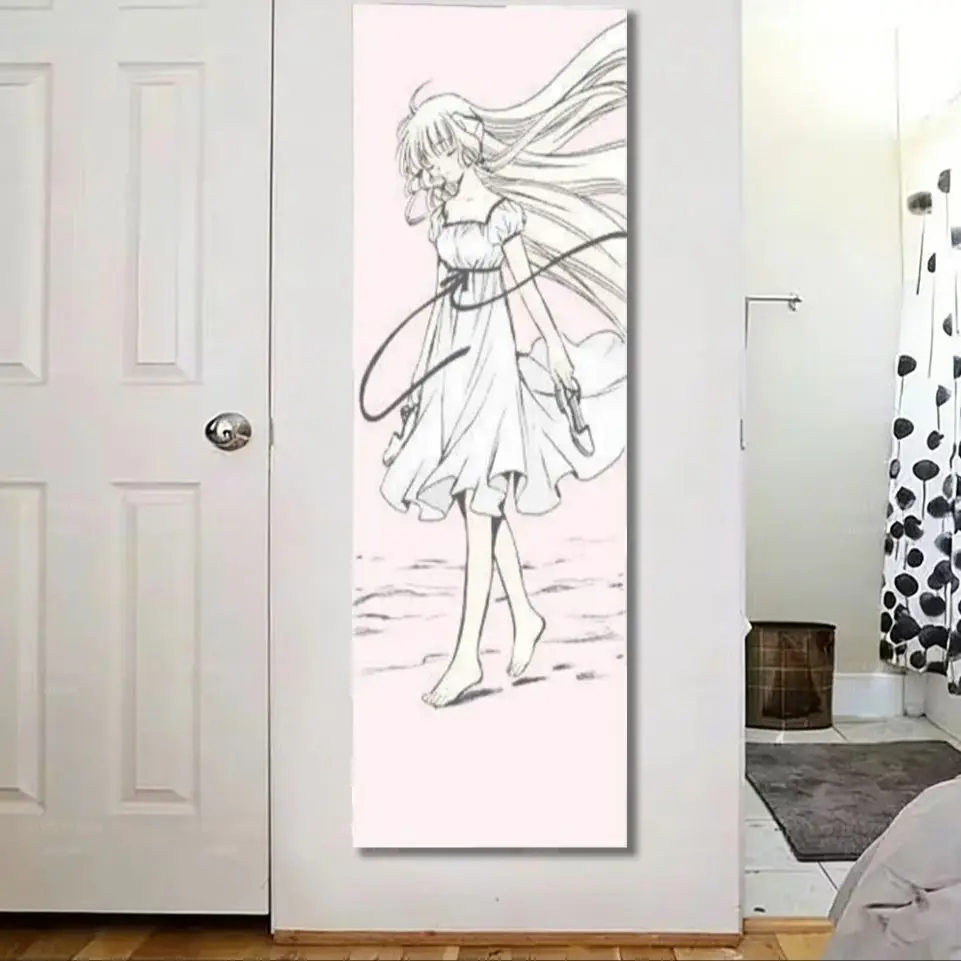 C-Chobits Anime Vertikaler langer Wandteppich, Kawaii, rosa Wandbehang, psychedelisches Banner für Mädchen, Wohnheimzimmer-Dekoration
