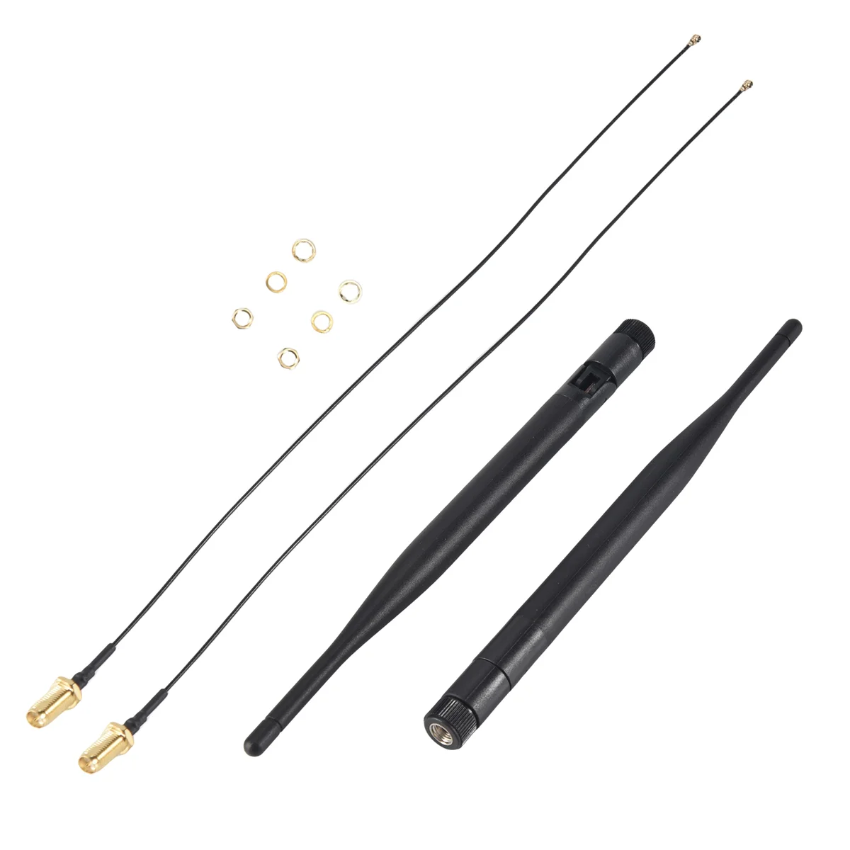 2 x 6dBi 2.4GHz 5GHz Dual Band WiFi RP-SMA Antenna + 2x35cm cavo U.fl / IPEX