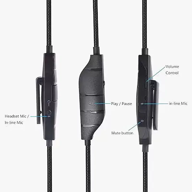 Replacement Audio Cable For G633 G933 G935 G635 Gaming Headset, 3.5mm 4-Pin Nylon Braided Aux Cord With Inline Volume Control