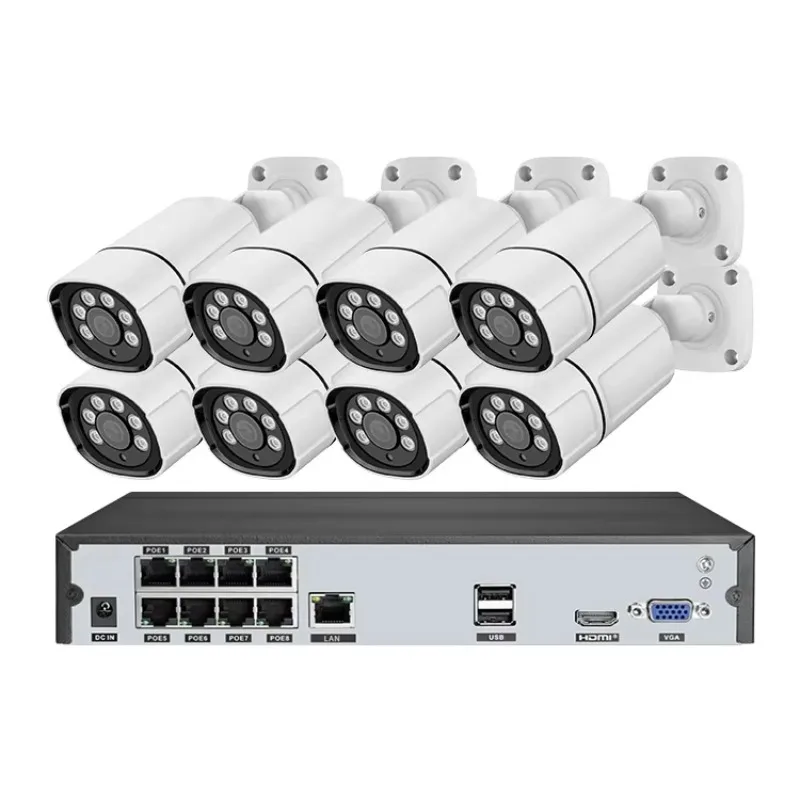 XMEye 4mp 5mp 8mp 8CH cámara CCTV POE H.265 2k 4k 8 canales Ai Smart Hd Ip cámara POE Nvr Kit sistema de cámaras Cctv de seguridad para el hogar
