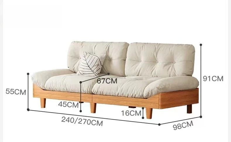 

Solid wood, cloud sofa, cherry wood, Nordic, log, single and double living room, small apartment, technology cloth,