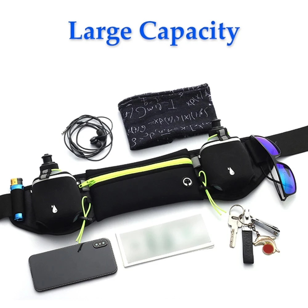 قطعة واحدة من حزام الجري المائي مع زجاجة مياه للرجال والنساء - حزام سباق، مقاوم للماء يناسب جميع الهواتف