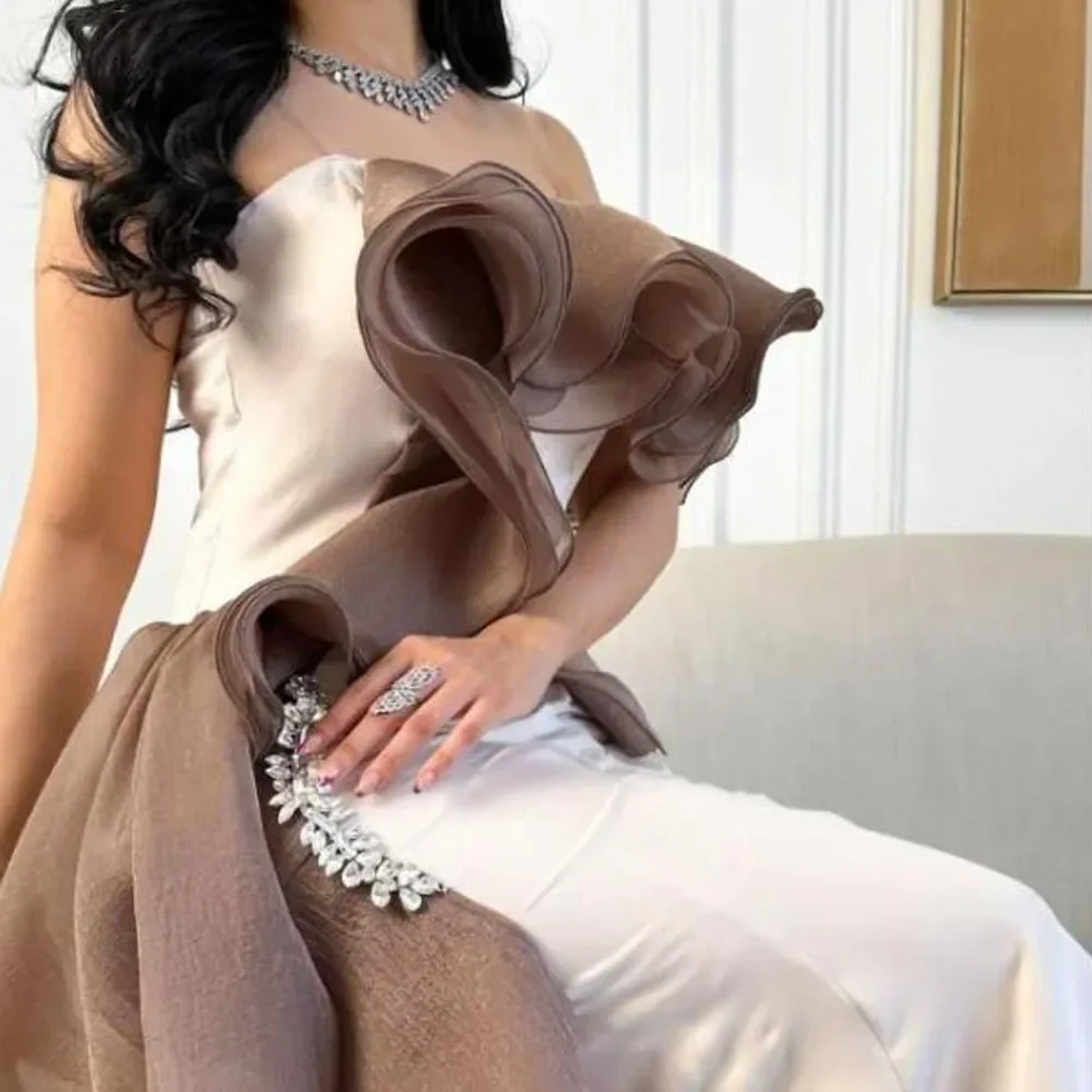 

Customized Ruffles Prom Dress Birthday Elegant Off the Shoulder Evening Dresses 2025 Party Gown Crystal Long Formal Dress