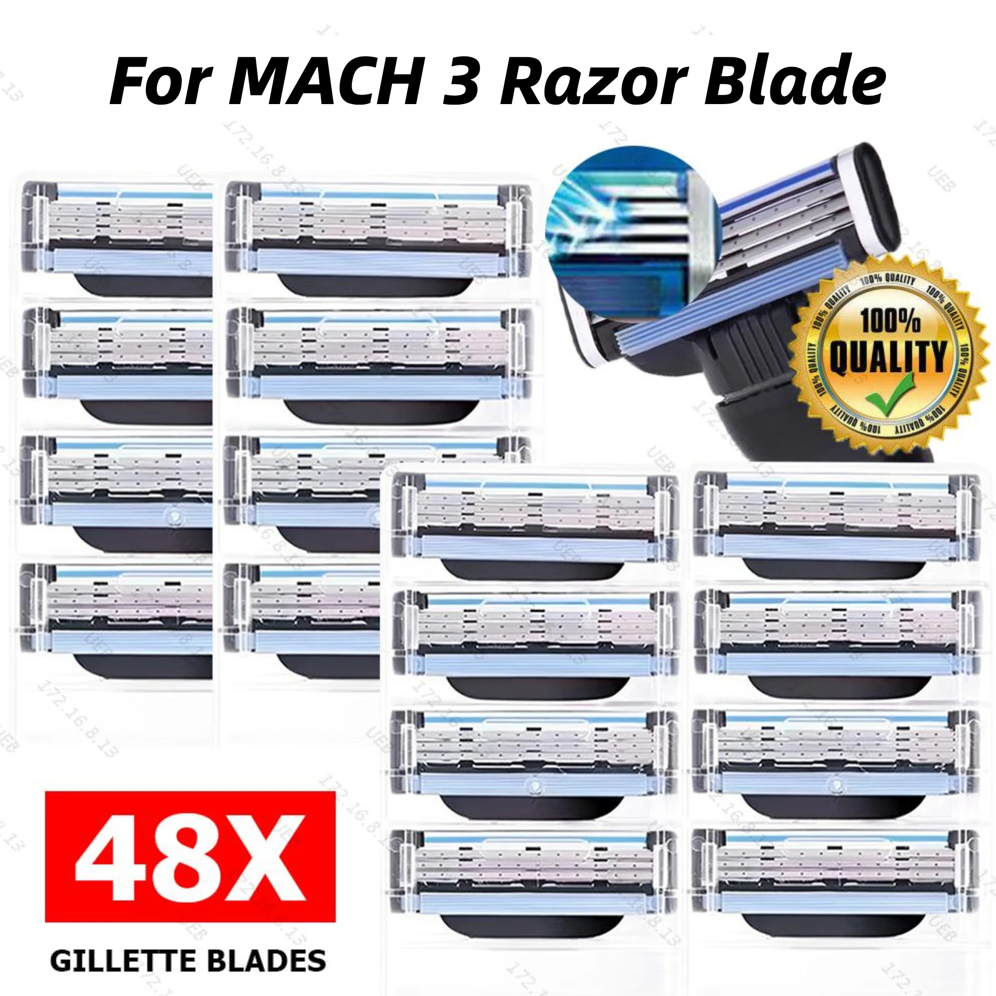 3 Layer Stainless Steel Classic Blades for Gillette Mach 3 Manual Razor Vintage Water Wash Razor Accessories Men's Razor Blade