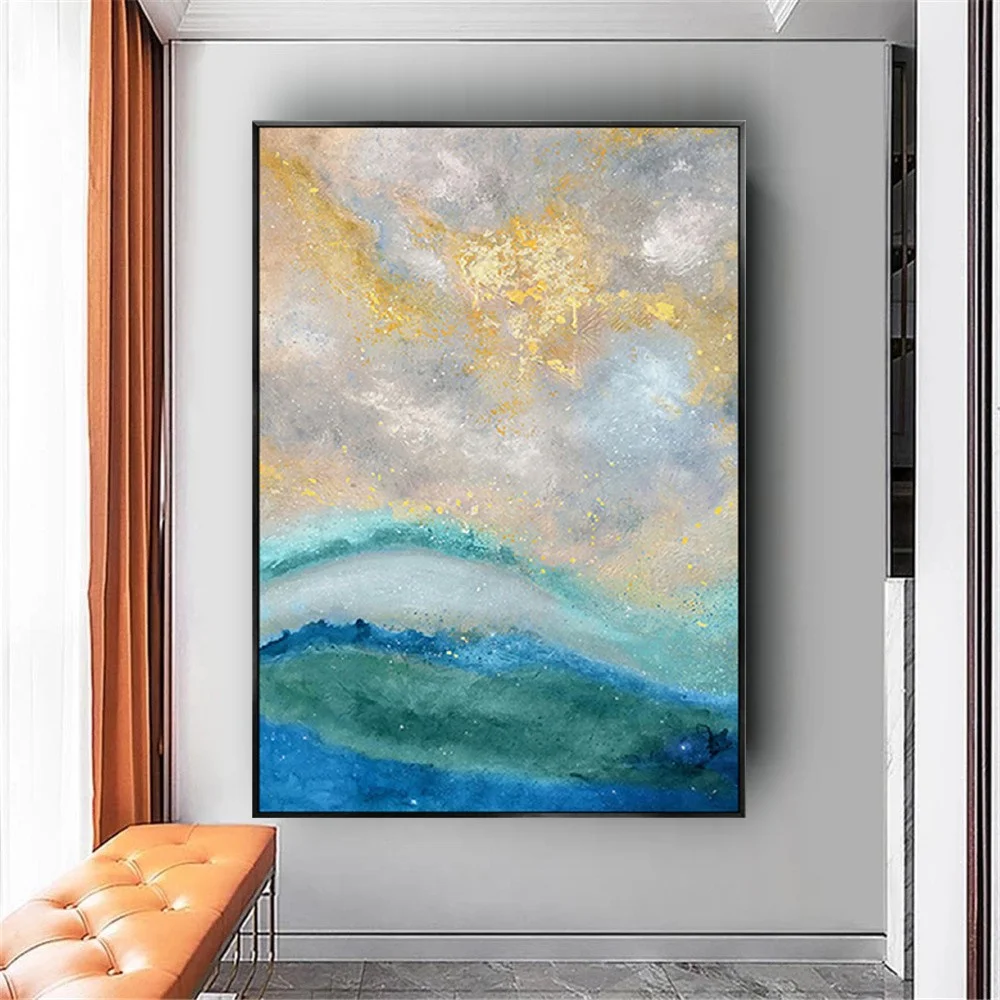 Nordic Fashion Gold Foil Canvas Artwork Huge Oil Paintings Handmade Abstract Canvas Painting Decor Home Pop Wall Art Pictures