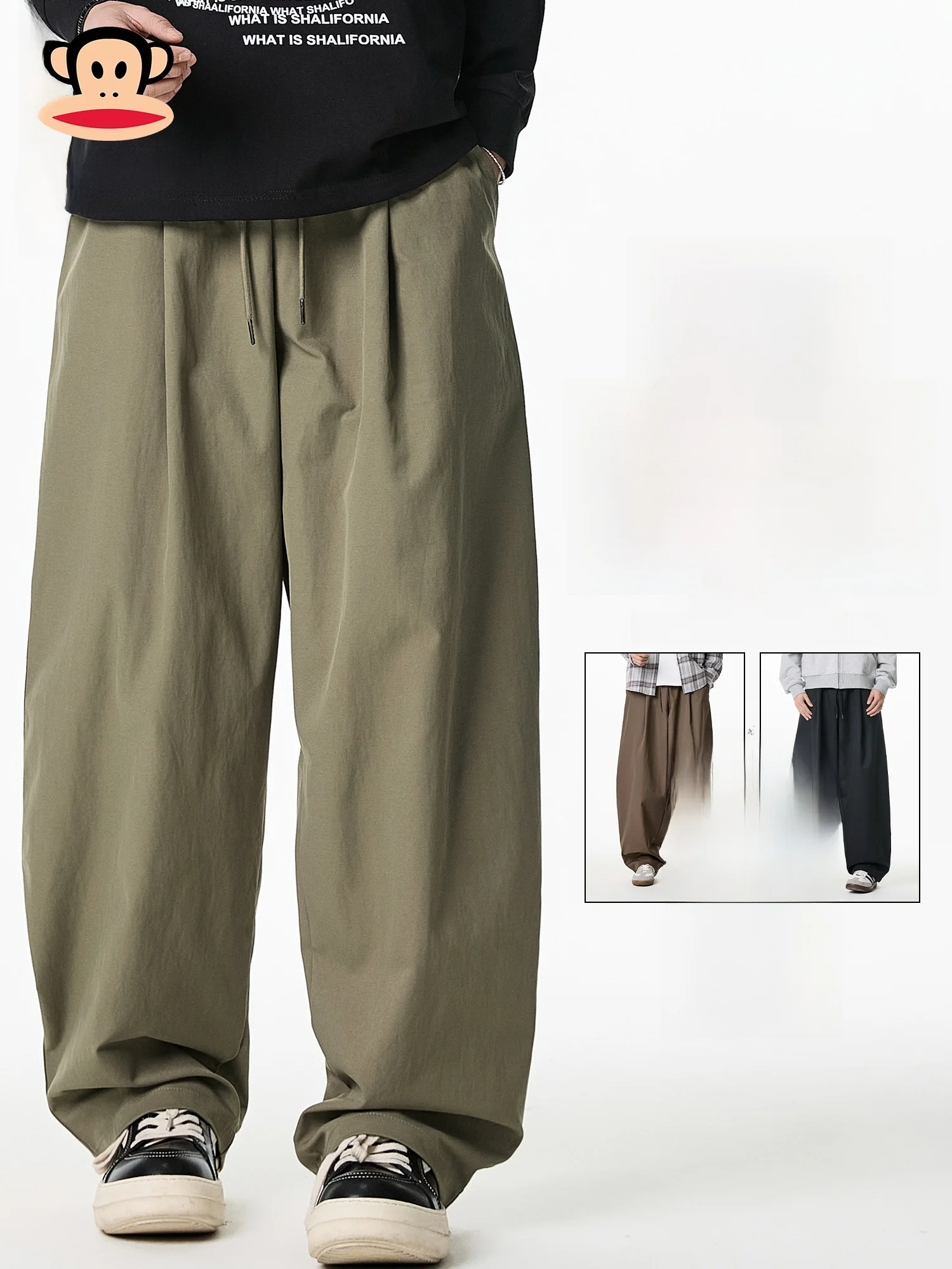 

Мужские повседневные брюки Paul Frank: свободные, теплые, с широкими штанинами, на флисовой подкладке, из полиэстера, осень-зима