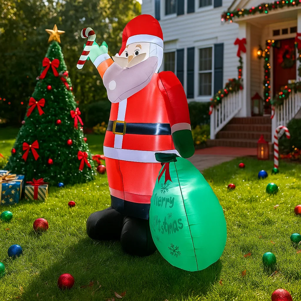 2,4 M/7,8 FT Aufblasbare Santa Claus Halten Zuckerstange Lichter LED Hause Dekorationen Spielzeug Hof Weihnachten Liefert Urlaub Weihnachten decor