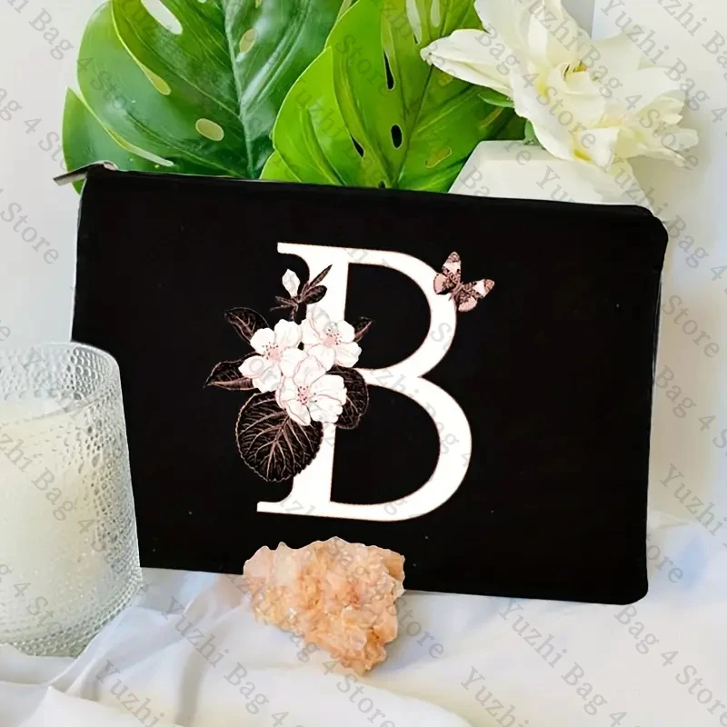 Initial Aesthetics Pattern Women Bridesmaid Makeup Case Cosmetic Bag Beauty Toiletry Organizer Wedding Bride Gifts for Friends