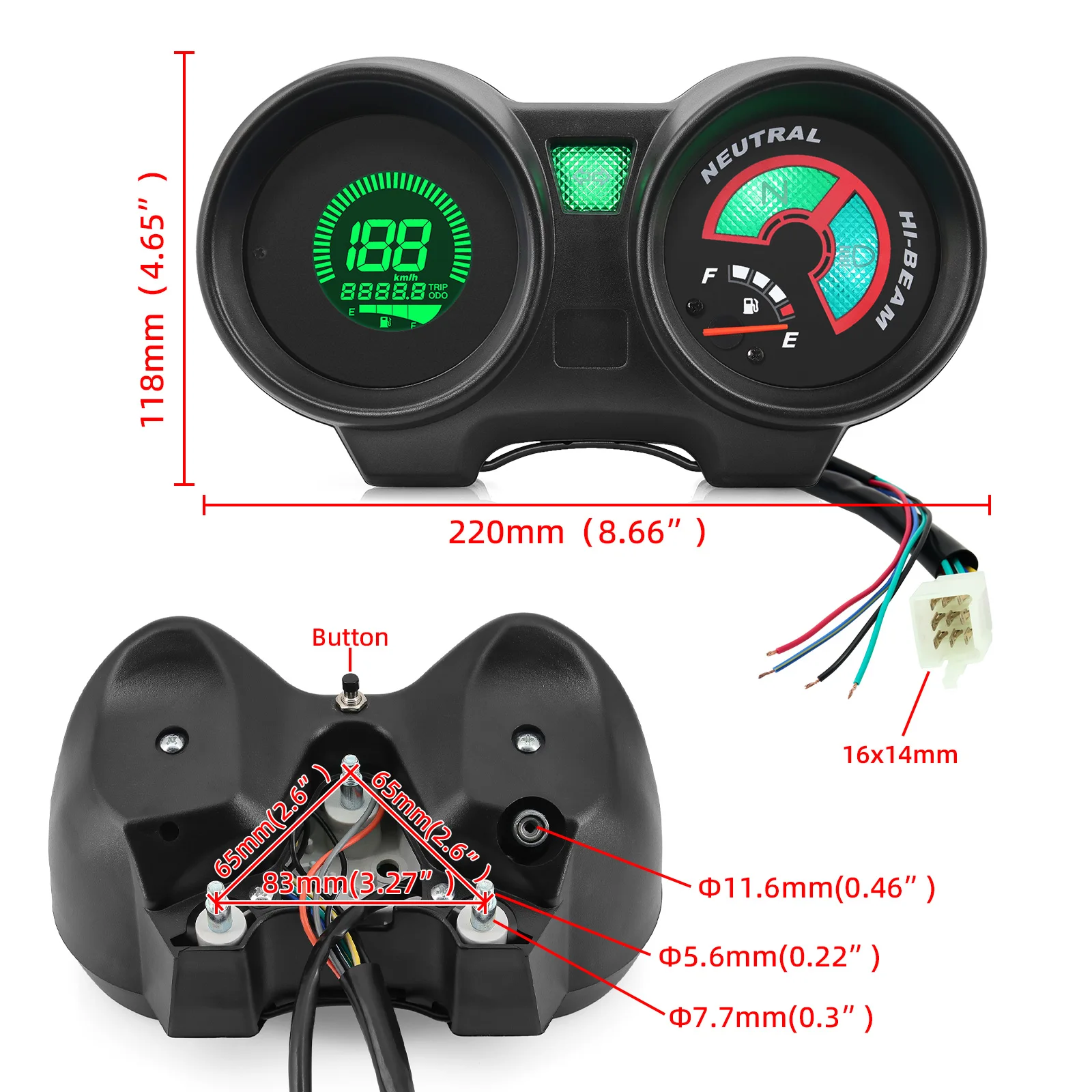 For Brazil TITAN 150 Motorcycle Instrument Digital Panel Speed Fuel Meter Speedometer for Honda CG150 2004-2009 Fan150 Custom