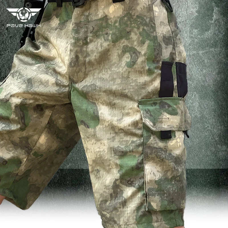 Summer Camo Shorts Men Quick-drying Wear-resistant Work Five-point Pants Multi-pocket Waterproof Loose Cargo Shorts Male Jogger