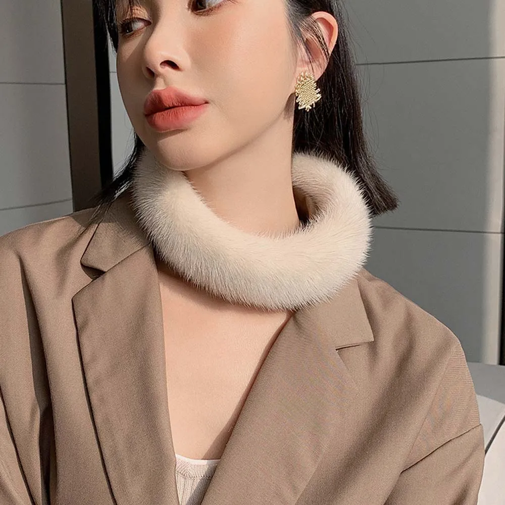 

Зимние теплые женские шарфы из натурального меха норки, женские плюшевые меховые шарфы, шарф с воротником, теплый женский шарф из натурального меха норки