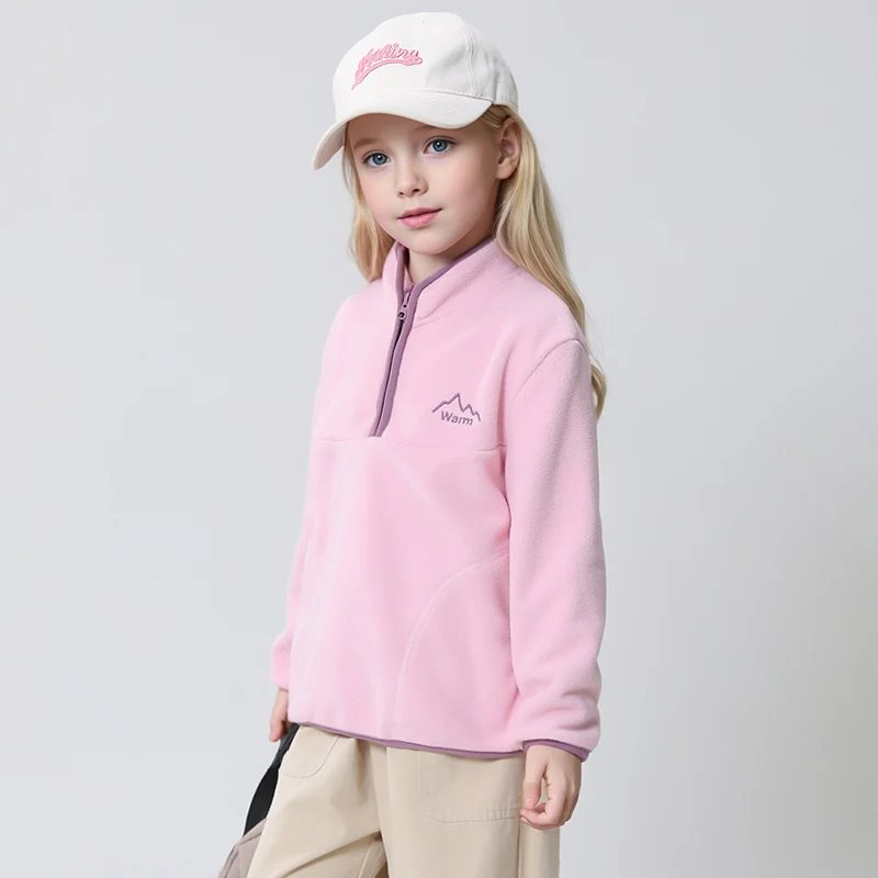 Autumn And Winter Children's Thick Fleece Fashion Stand Up Collar Jacket Boys And Girls' Sports Baseball Jacket Windproof Coat