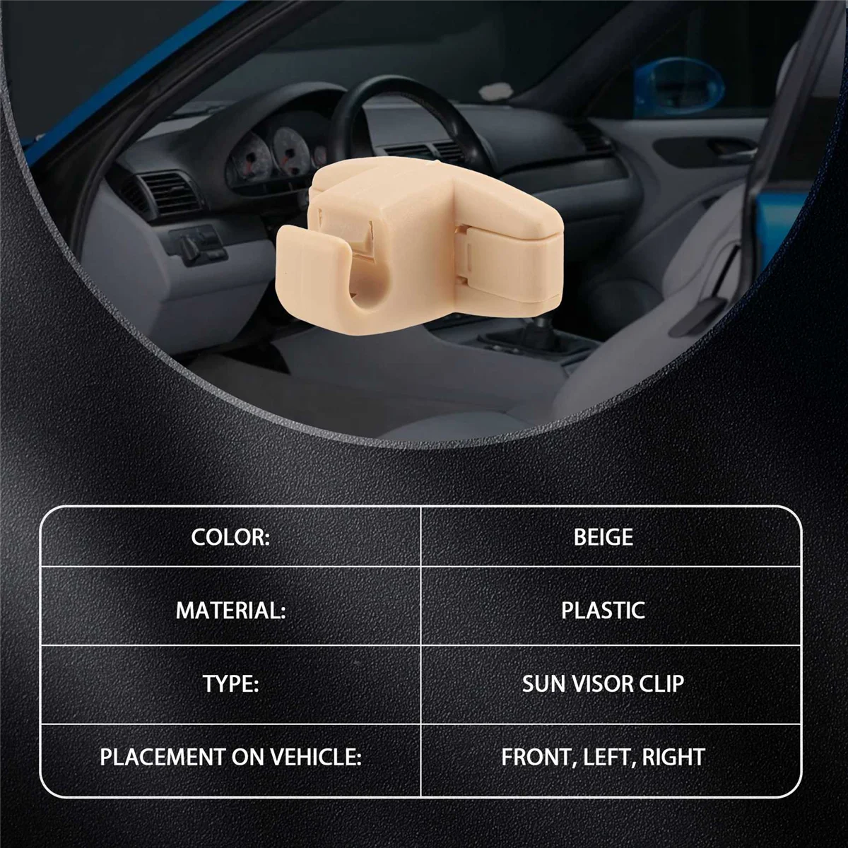 ベージュのサンバイザークリップホルダー、BMW e46 3シリーズ用ブラケット325 m3、2x、51168243575