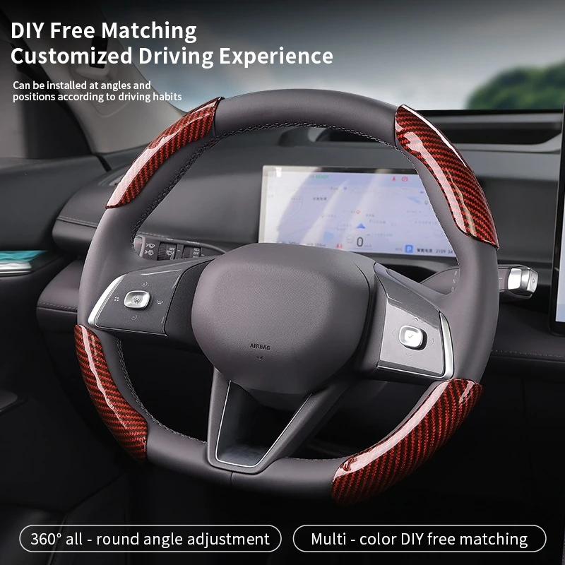 2/4PCS Housse de volant de voiture universelle, convient à toutes les tailles, texture en fibre de carbone brillante, housse de protection du volant
