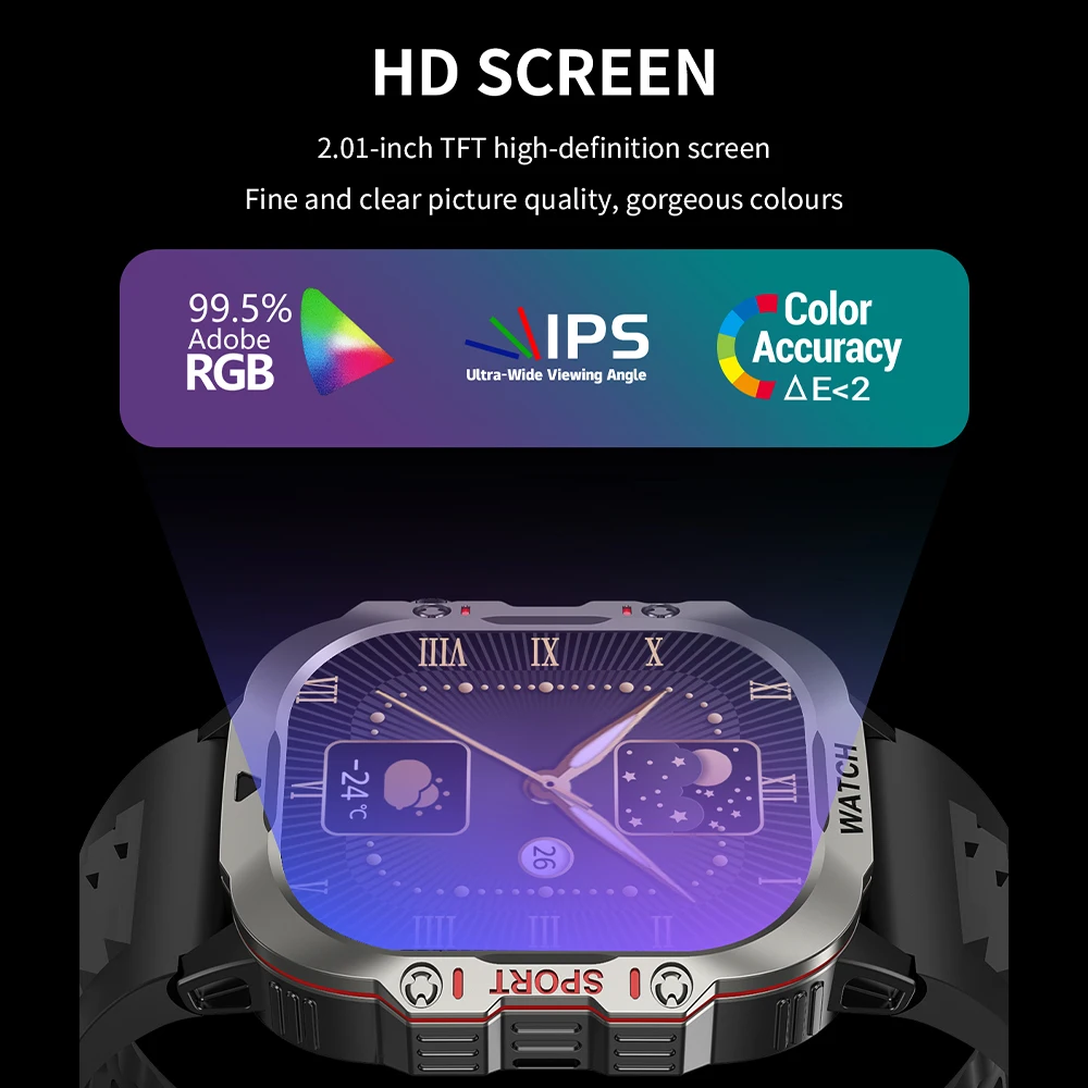 ใหม่ไฟฉายสมาร์ทวอทช์ LED การตรวจสอบอัตราการเต้นของหัวใจการโทรผ่านบลูทูธการติดตามเส้นทางการเคลื่อนไหวฟิตเนสผู้ชายผู้หญิงสมาร์ทวอทช์