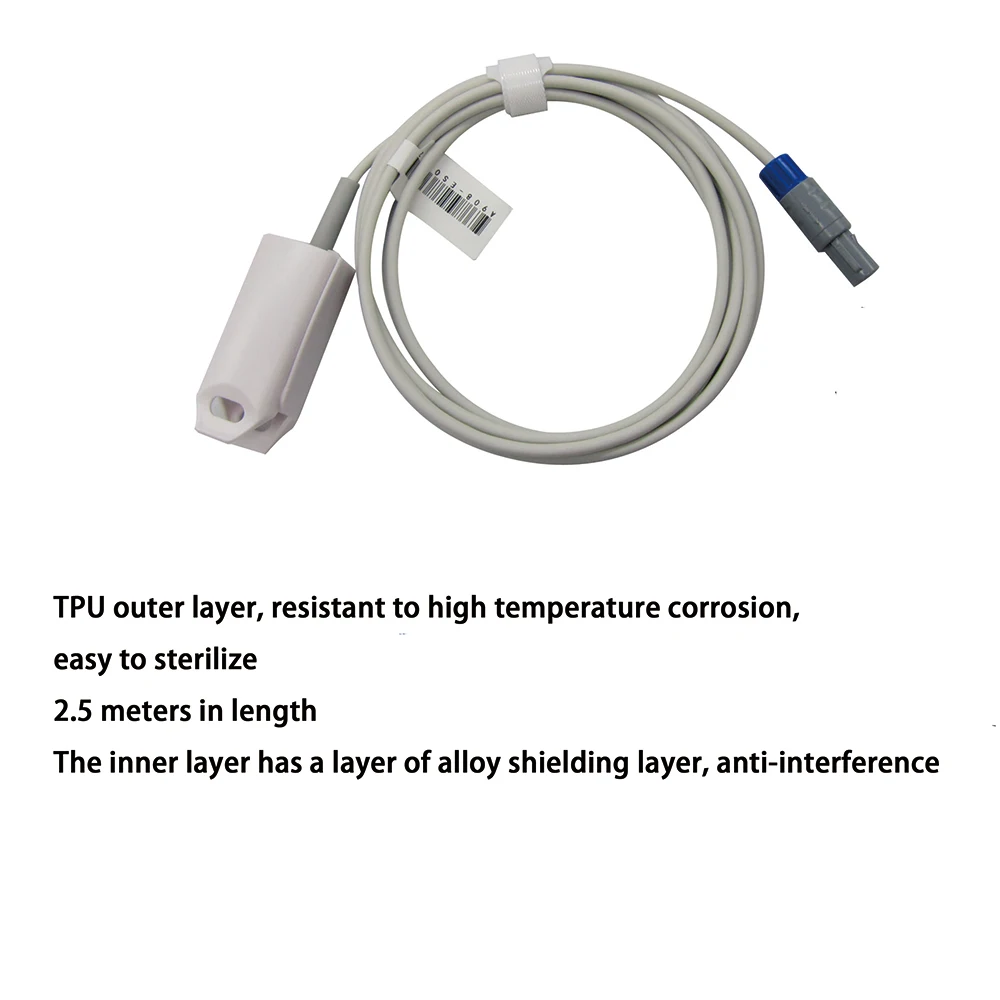 Compatible with Biocare,ADECON 6 Pin single Type of Monitor Spo2 Probe Sensor. Reusable Blood Oxygen Sensor Cable for Oximeter