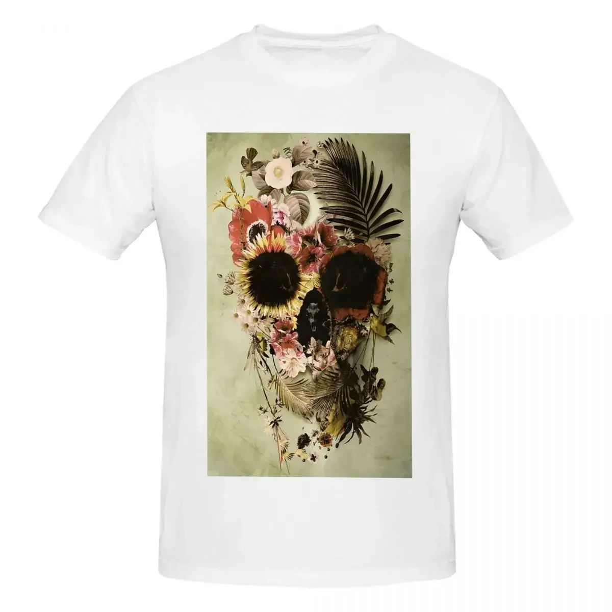 

Garden Skull Light 100% Cotton T-shirt Unisex Fashion T Shirts Men Round Neck Short Sleeve S-6XL