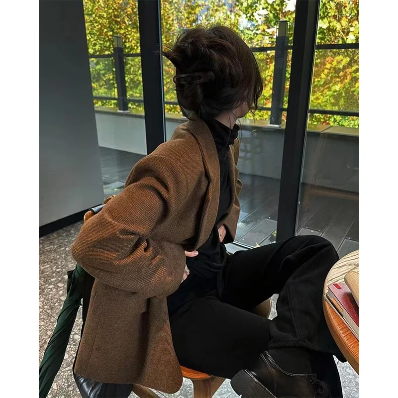 MEXZT سترة كلاسيكية للسيدات بجيوب بدلة عمل سترة شتوية كورية للتنقل معطف مكتب للسيدات تصميم ملابس خارجية جديدة #3