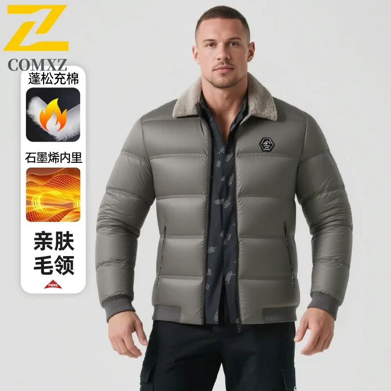 

Men Outdoor Hooded Jacket Thickened Long Coat Winter Korean Style Thermal Heavyweight Cotton Padded Overcoat Windproof Workwear